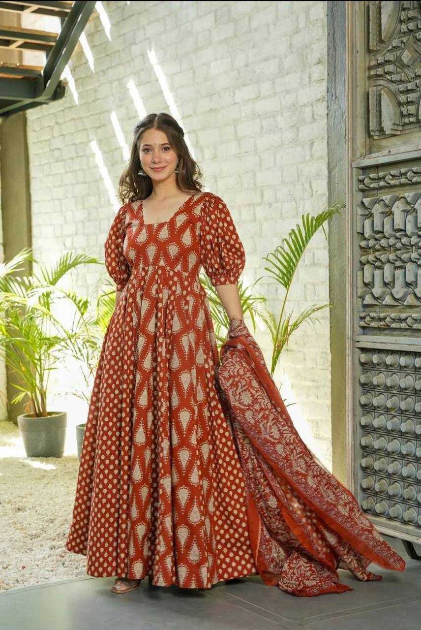 YNF COTTON KESH211 LDY44 GOWNS WHOLESALE PRINTED ANARKALI LONG GOWN WITH DUPATTA SIMPLE GOWNS MANUFACTURER