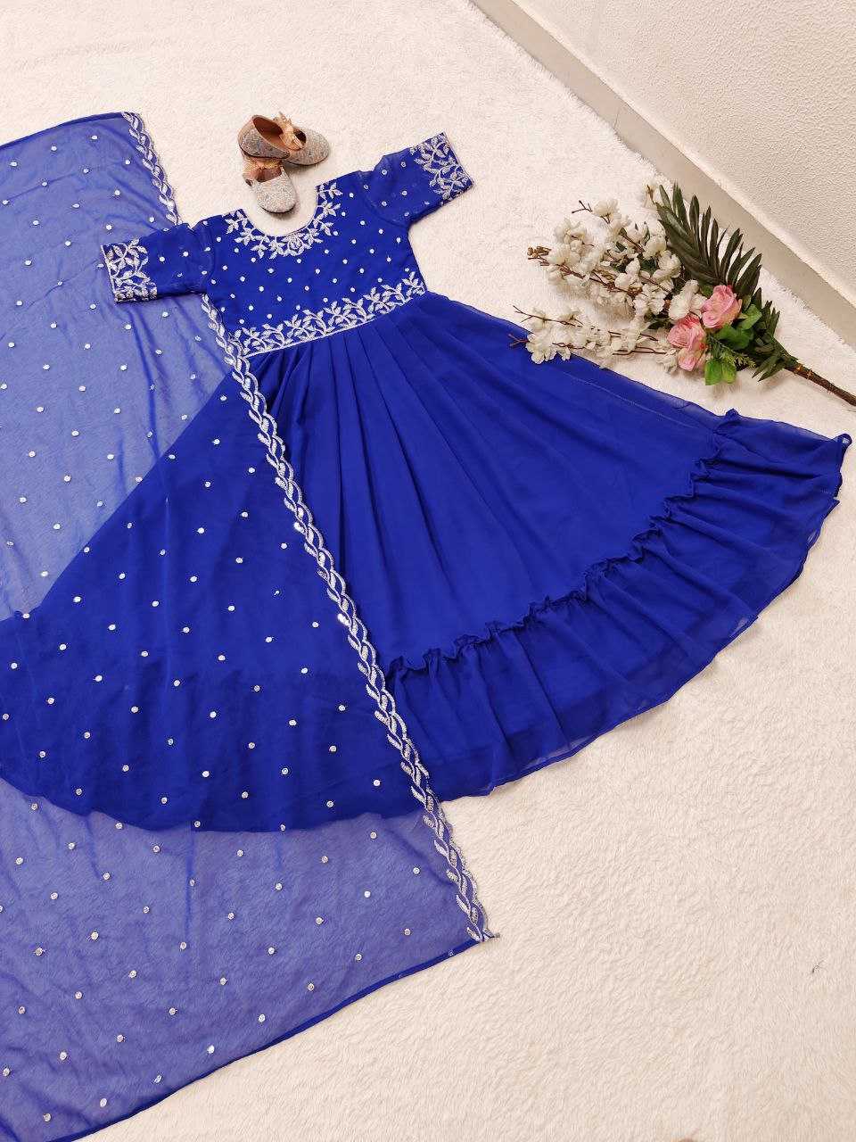 YNF GEORGETTE KESH168 MNT19 KIDS WEAR WHOLESALE KIDS GOWNS KIDS ETHNIC GOWNS KIDS TRADITIONAL WEAR KIDS FESTIVE WEAR MANUFACTURER