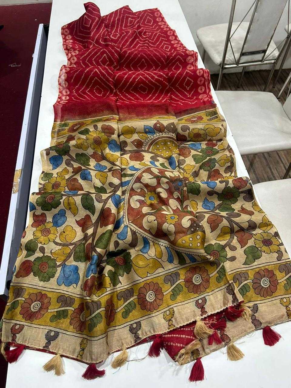 YNF LINEN RIN163 RAE41 SAREES WHOLESALE PRINTED LADIES KALAMKARI SAREES MANUFACTURER