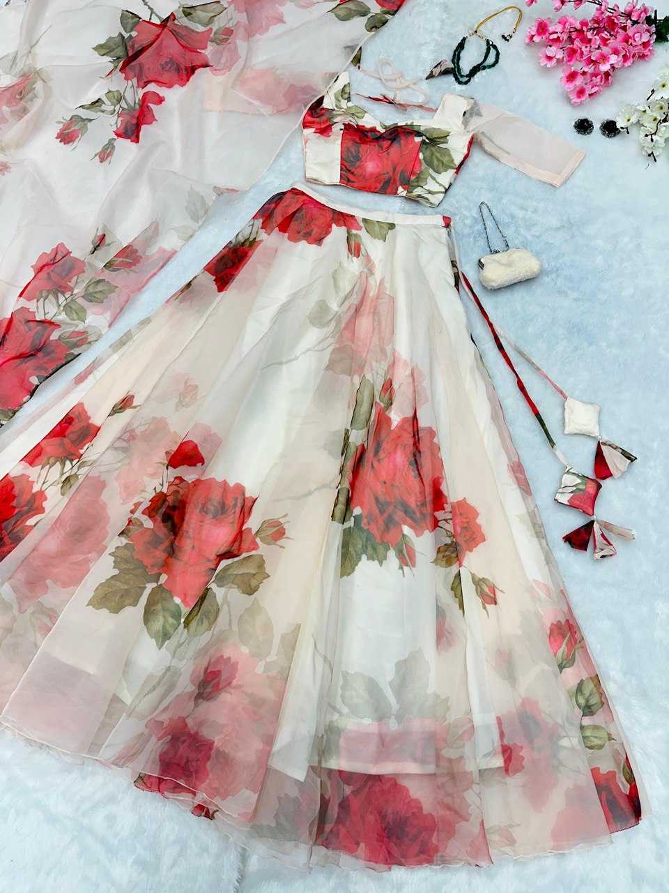 YNF ORGANZA SILK KESH154 235LEHENGAS WHOLESALE FANCY SILK PRINTED LEHENGAS MANUFACTURER