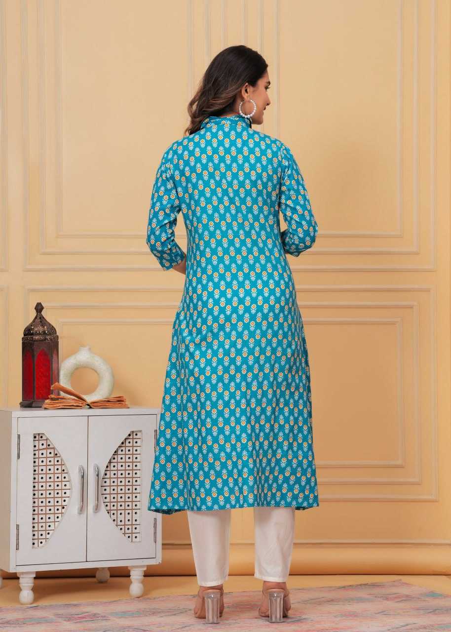 YNF PURE COTTON RIN131 015 KURTIS WHOLESALE LONG PRINTED COTTON KURTIS WITH BOTTOM FANCY KURTIS MANUFACTURER