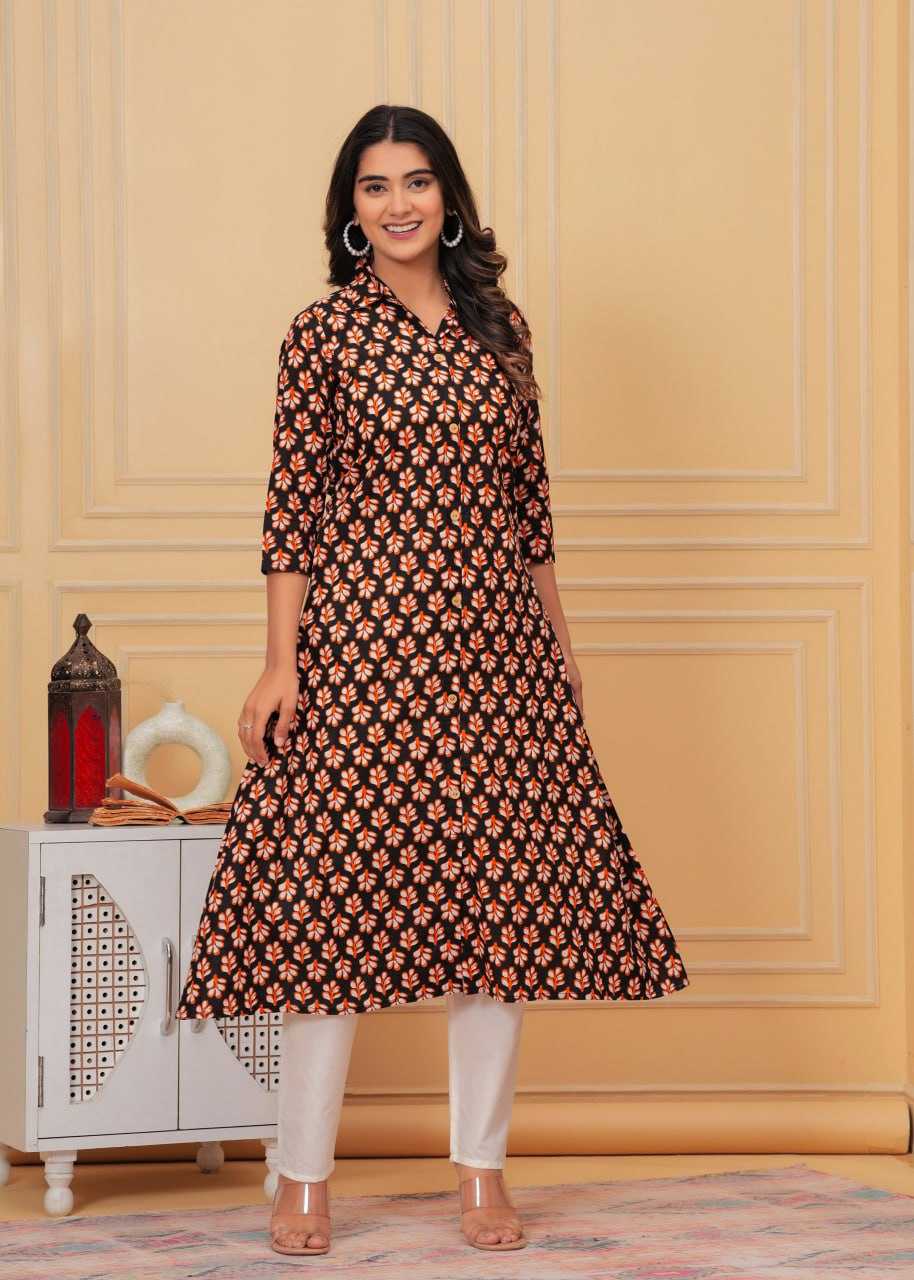 YNF PURE COTTON RIN131 015 KURTIS WHOLESALE LONG PRINTED COTTON KURTIS WITH BOTTOM FANCY KURTIS MANUFACTURER