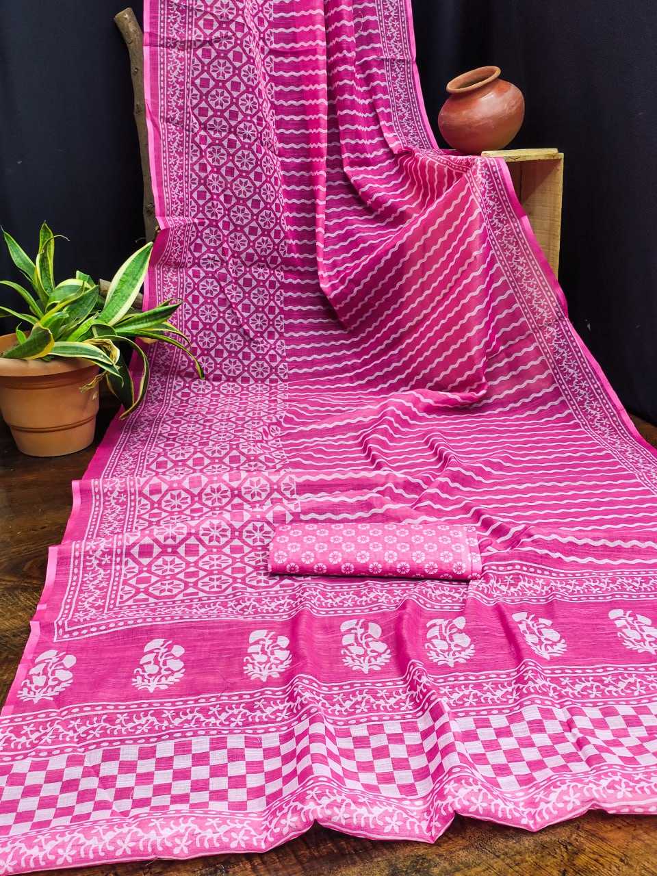 YNF SILK COTTON RIN145 ASEEM SAREES WHOLESALE PRINTED COTTON LINEN LADIES BATIK SAREES MANUFACTURER