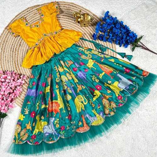 YNF SOFT CHINON KESH109 RRKT79 KIDS WEAR WHOLESALE KIDS LEHENGAS MANUFACTURER