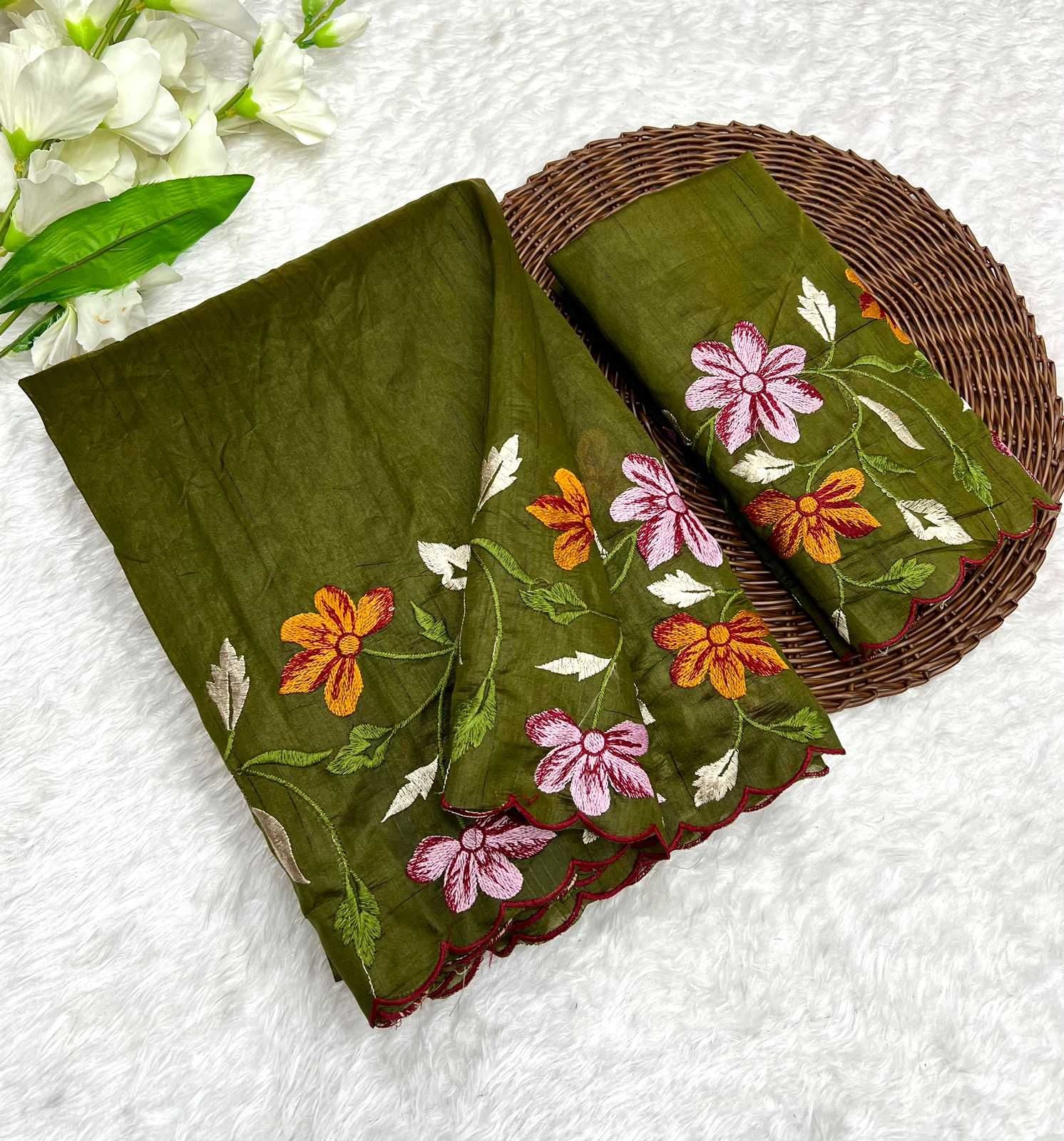 YNF TUSSAR SILK RIN199 SMH16 SILK SAREES WHOLESALE SOFT SILK TUSSAR SILK FANCY SILK EMBROIDERED SILK SAREES MANUFACTURER