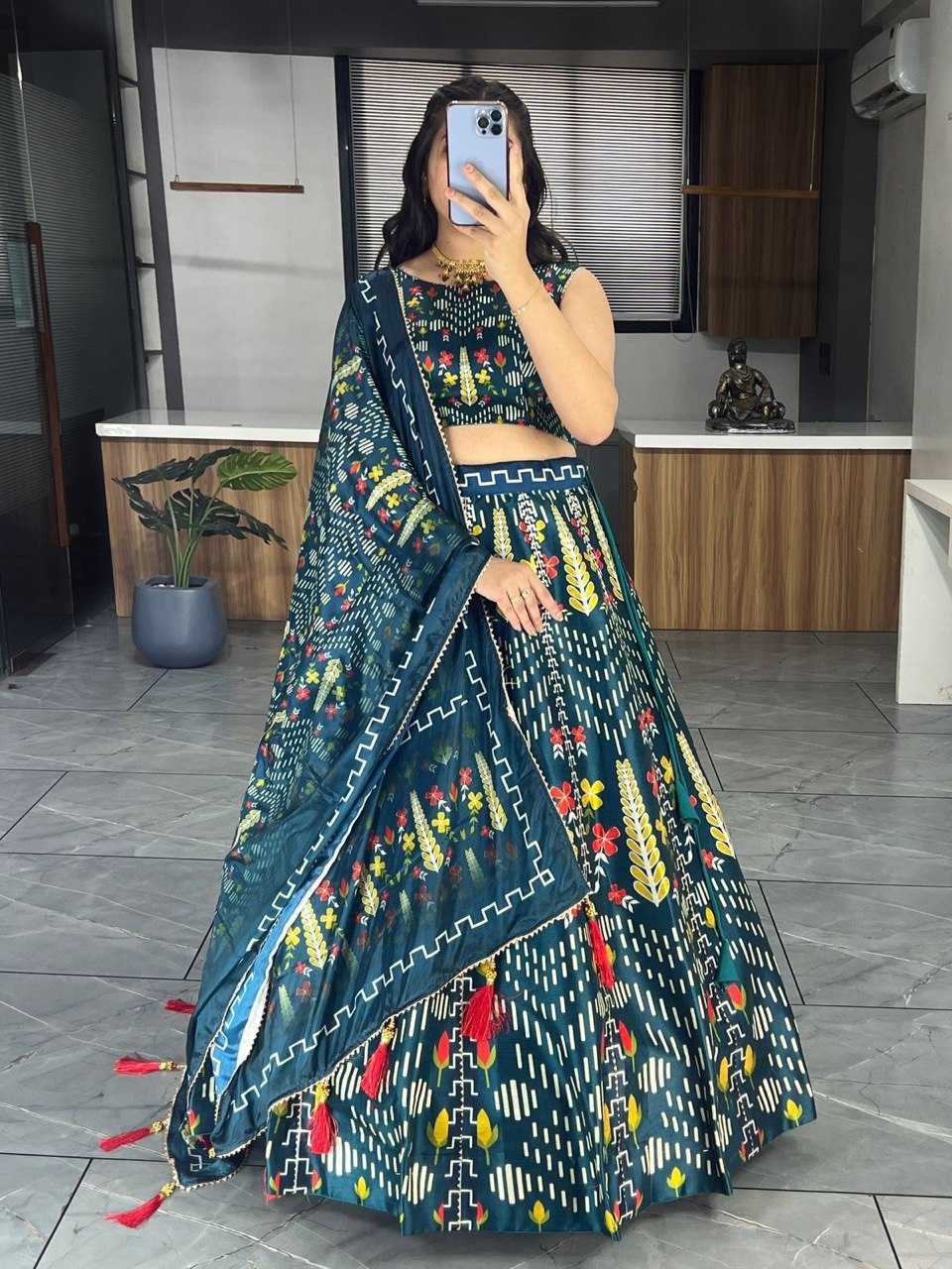 YNF ART SILK RIN119 6134 LEHENGAS WHOLESALE DESIGENR SILK PRINTED GOTA PATTI LEHENGAS MANUFACTURER - Deevit International