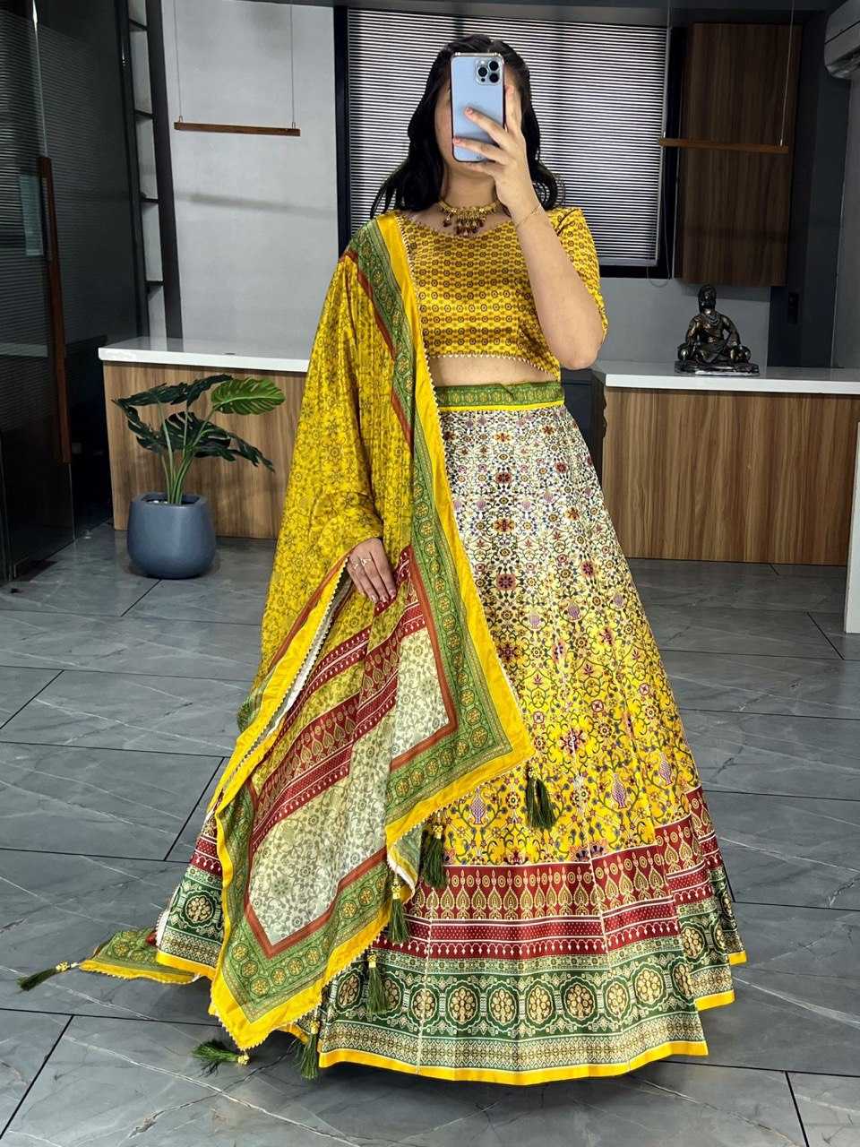 YNF ART SILK RIN119 6134 LEHENGAS WHOLESALE DESIGENR SILK PRINTED GOTA PATTI LEHENGAS MANUFACTURER - Deevit International