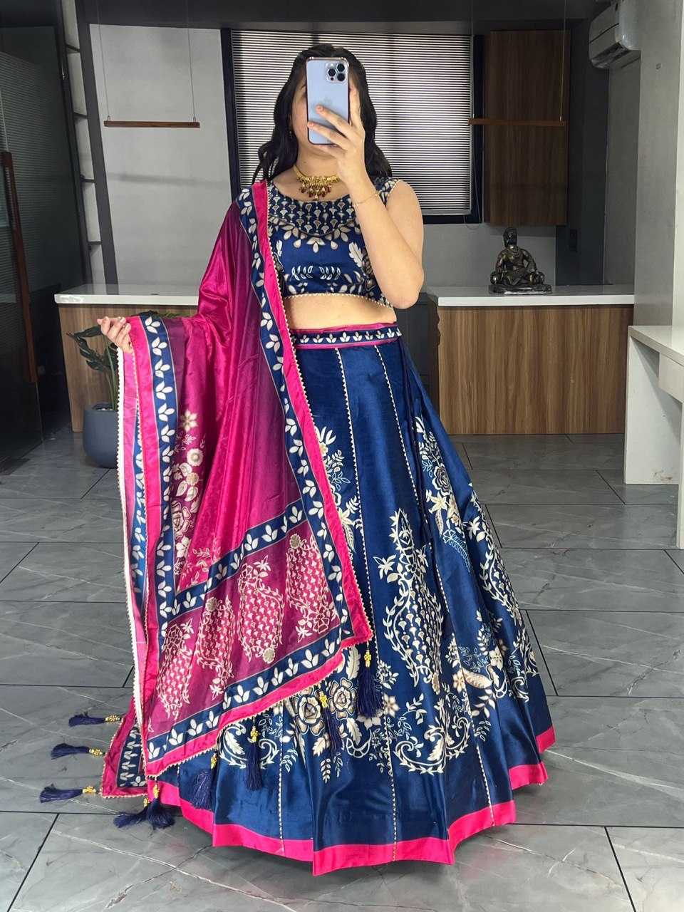 YNF ART SILK RIN119 6134 LEHENGAS WHOLESALE DESIGENR SILK PRINTED GOTA PATTI LEHENGAS MANUFACTURER - Deevit International