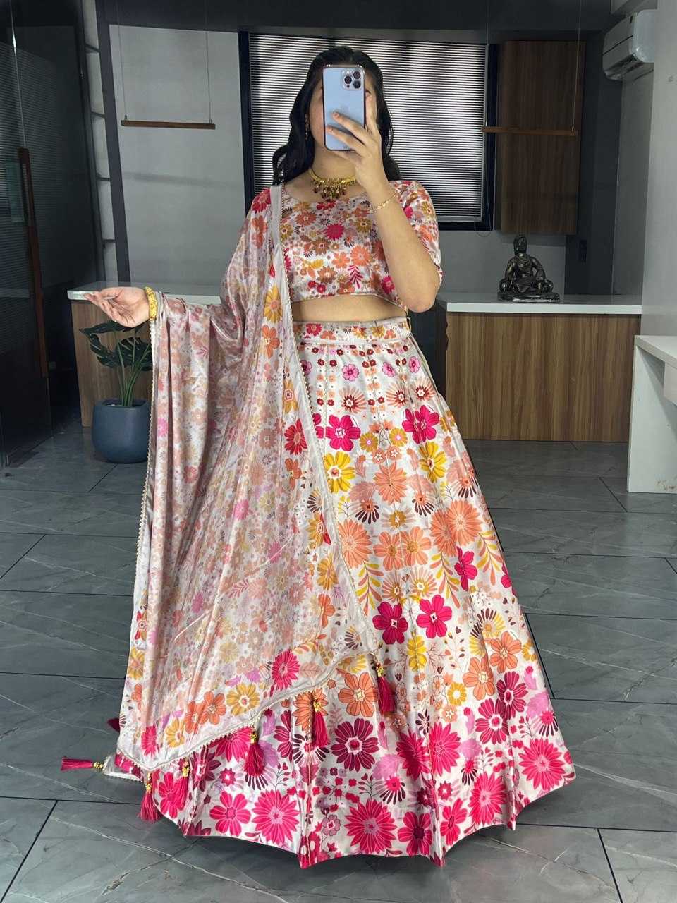 YNF ART SILK RIN119 6134 LEHENGAS WHOLESALE DESIGENR SILK PRINTED GOTA PATTI LEHENGAS MANUFACTURER - Deevit International