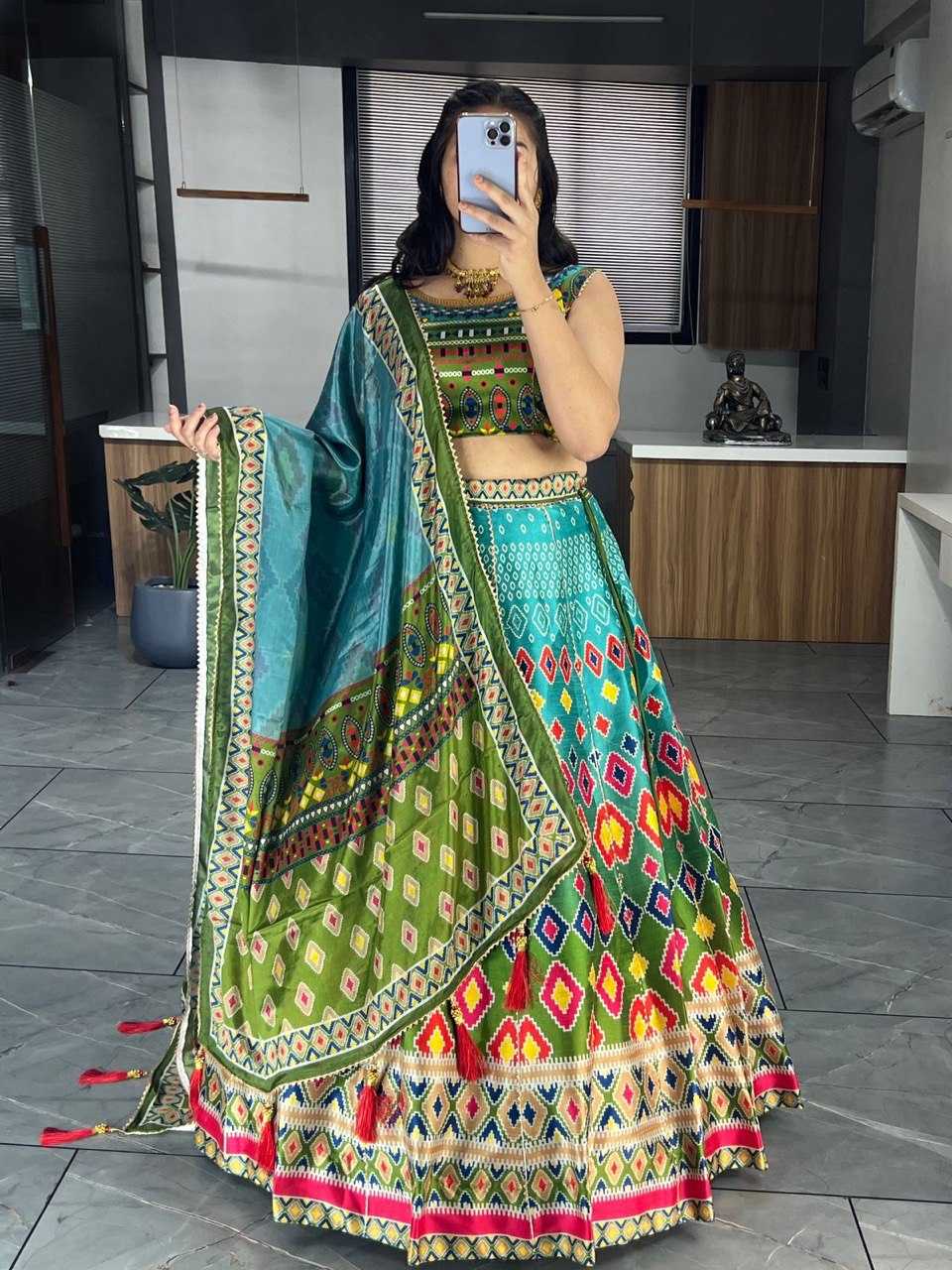 YNF ART SILK RIN119 6134 LEHENGAS WHOLESALE DESIGENR SILK PRINTED GOTA PATTI LEHENGAS MANUFACTURER - Deevit International