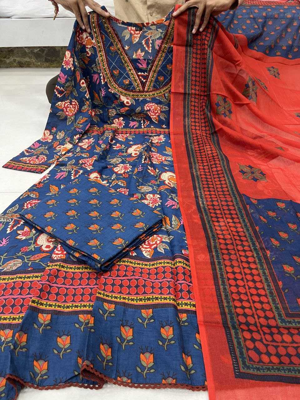 YNF COTTON KESH209 KHATLI SUITS & DRESSES WHOLESALE COTTON EMBROIDERY ANARKALI PRINTED SUITS MANUFACTURE - Deevit International