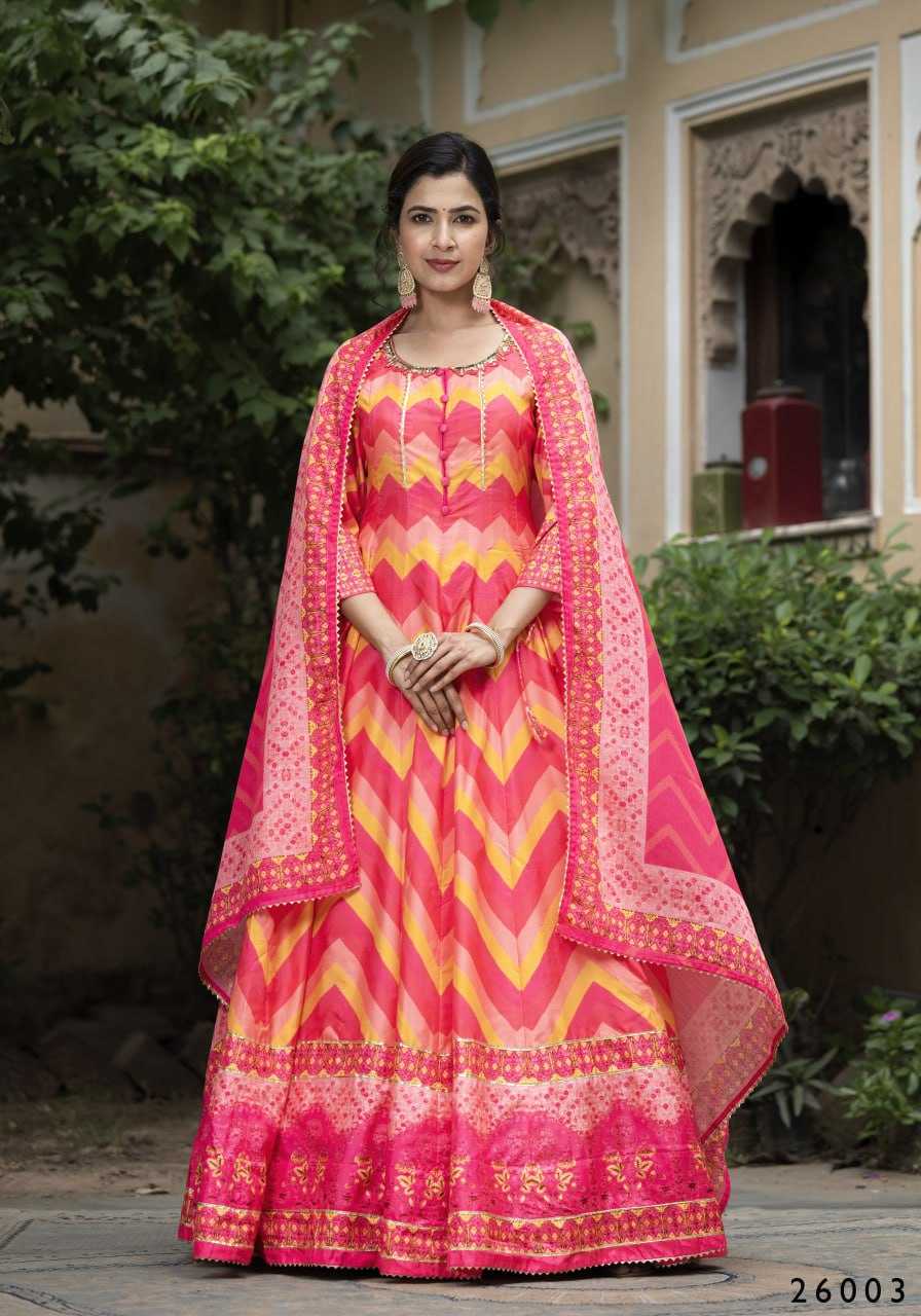 YNF DOLA SILK RIN131 SAMANTA GOWNS WHOLESALE PRINTED LONG SILK GOWNS MANUFACTURER - Deevit International