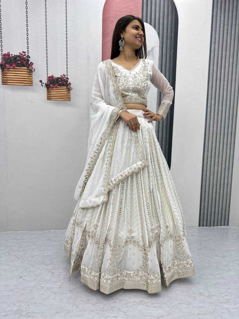 YNF GEORGETTE KESH119 020 LEHENGAS WHOLESALE WEDDING SEQUINS FANCY LEHENGAS MANUFACTURER