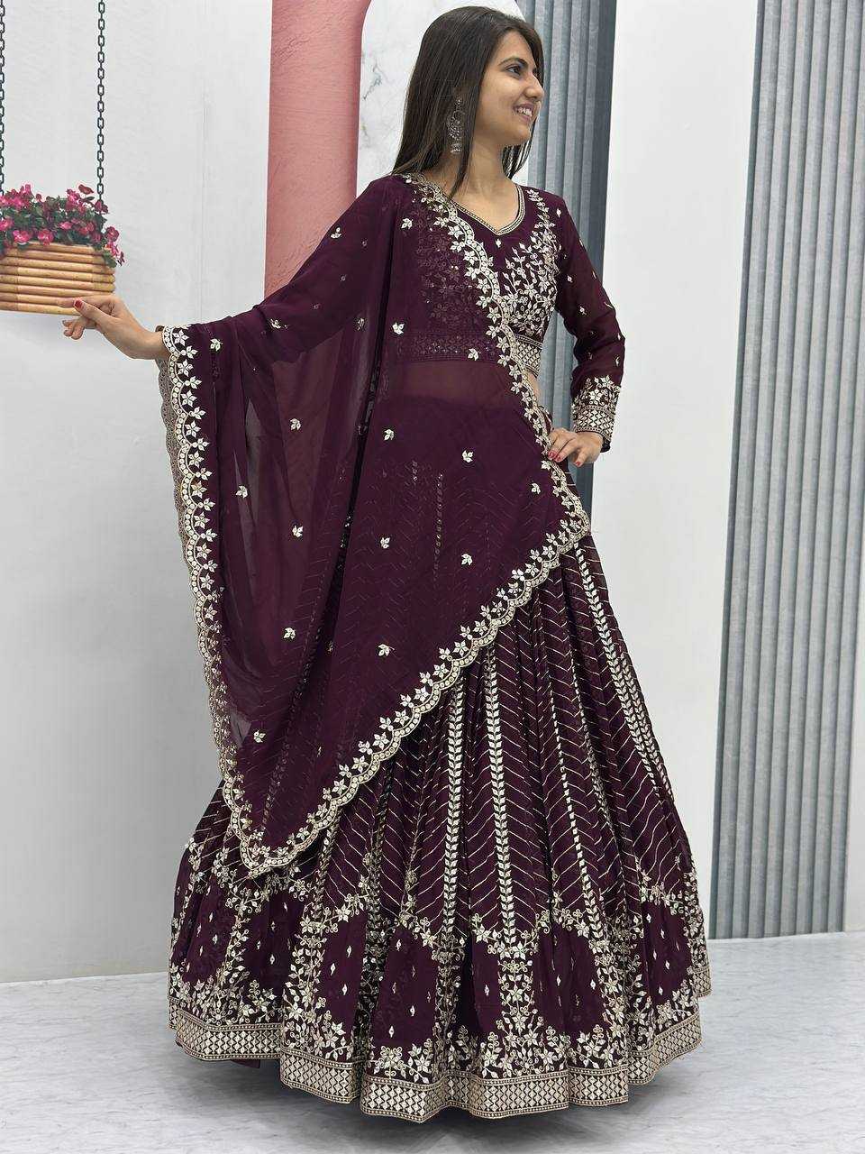 YNF GEORGETTE KESH119 020 LEHENGAS WHOLESALE WEDDING SEQUINS FANCY LEHENGAS MANUFACTURER