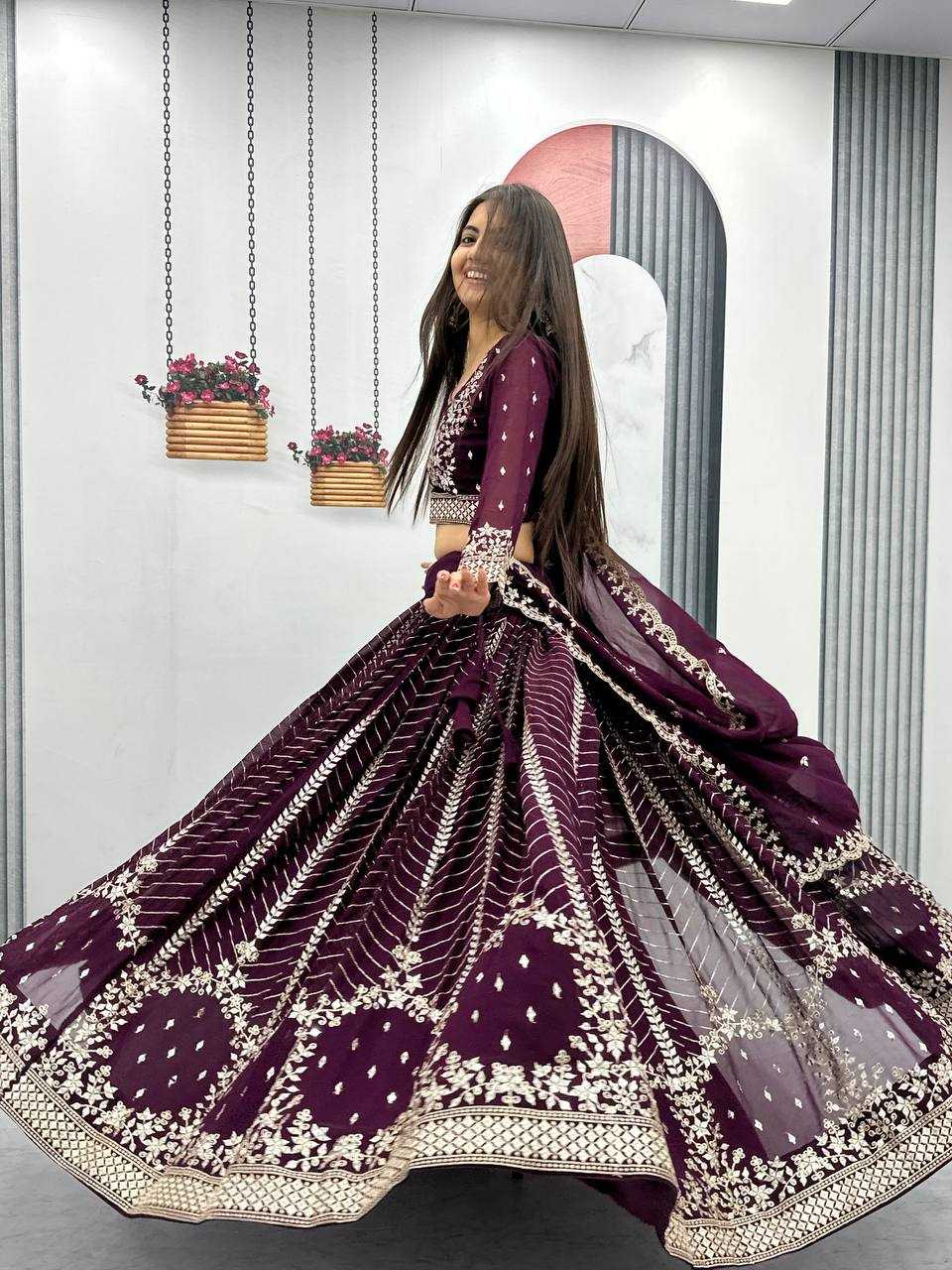 YNF GEORGETTE KESH119 020 LEHENGAS WHOLESALE WEDDING SEQUINS FANCY LEHENGAS MANUFACTURER