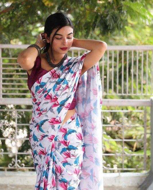 YNF JAPAN SARTIN RIN119 2134 SAREES WHOLESALE SATIN PRINTED LADIES SAREES MANUFACTURER - Deevit International