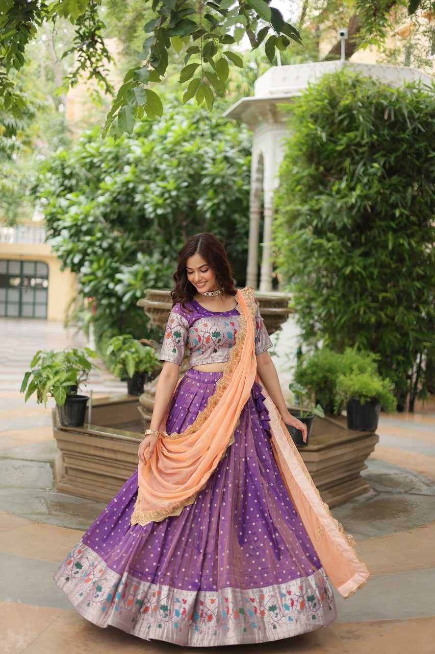 YNF JEQUARD SILK KESH132 7126 LEHENGAS WHOLESALE KALAMKARI TRADITIONAL LEHENGA WITH BLOUSE PURPLE LEHENGAS MANUFACTURER