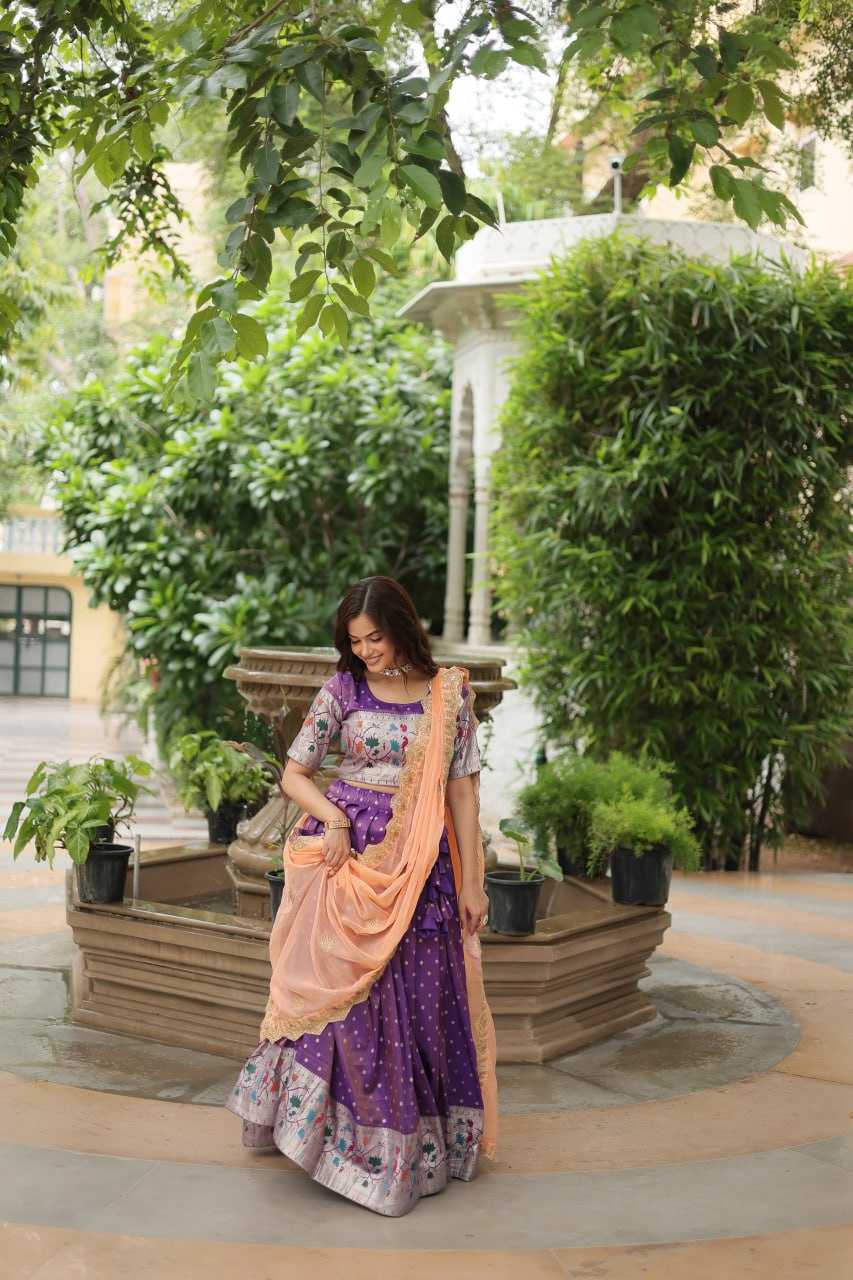 YNF JEQUARD SILK KESH132 7126 LEHENGAS WHOLESALE KALAMKARI TRADITIONAL LEHENGA WITH BLOUSE PURPLE LEHENGAS MANUFACTURER