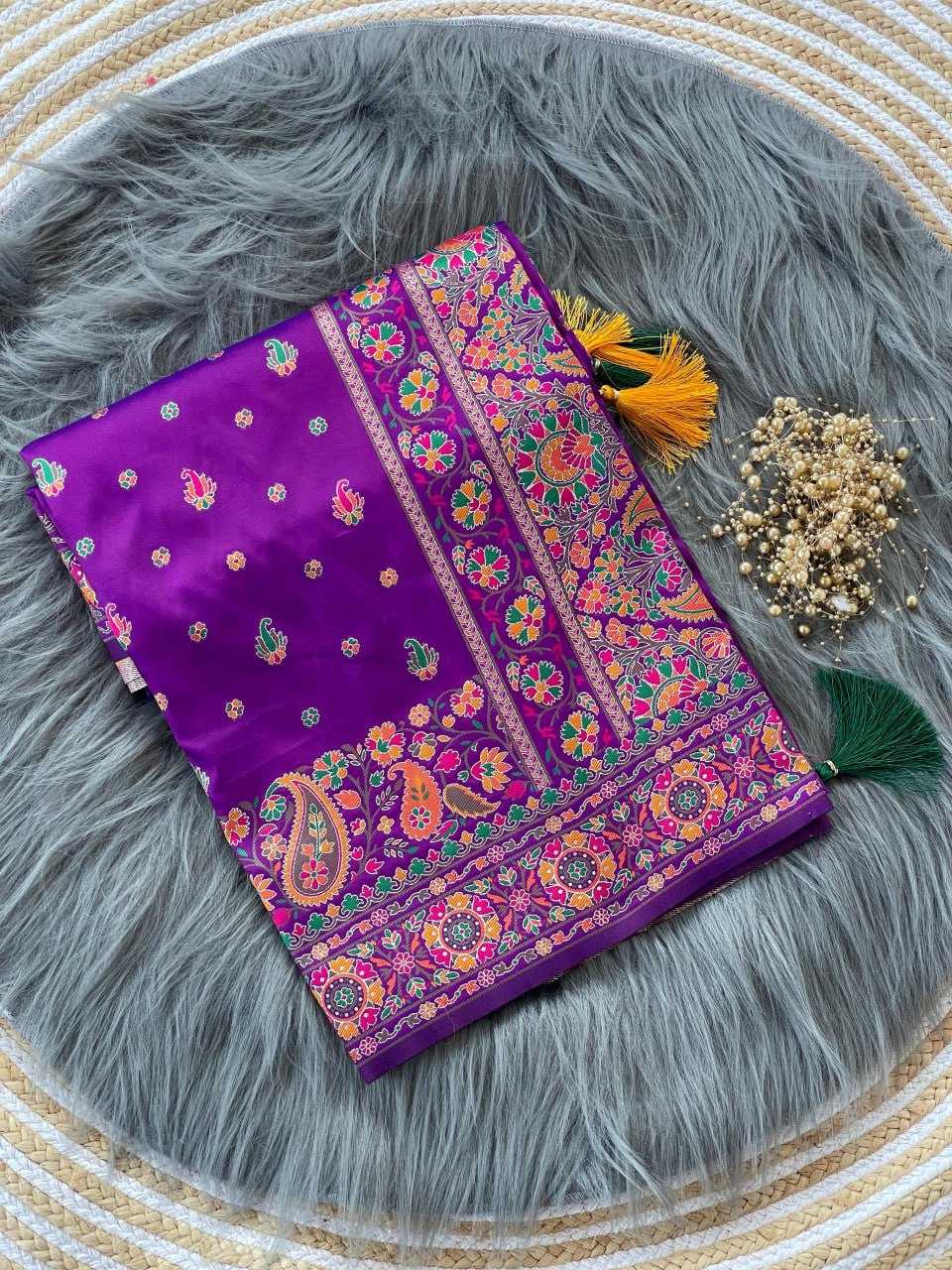 YNF PASHMINA RIN186 RVV37 SAREES WHOLESALE PRINTED KASHMIRI TRADITIONAL SILK SAREES MANUFACTURER