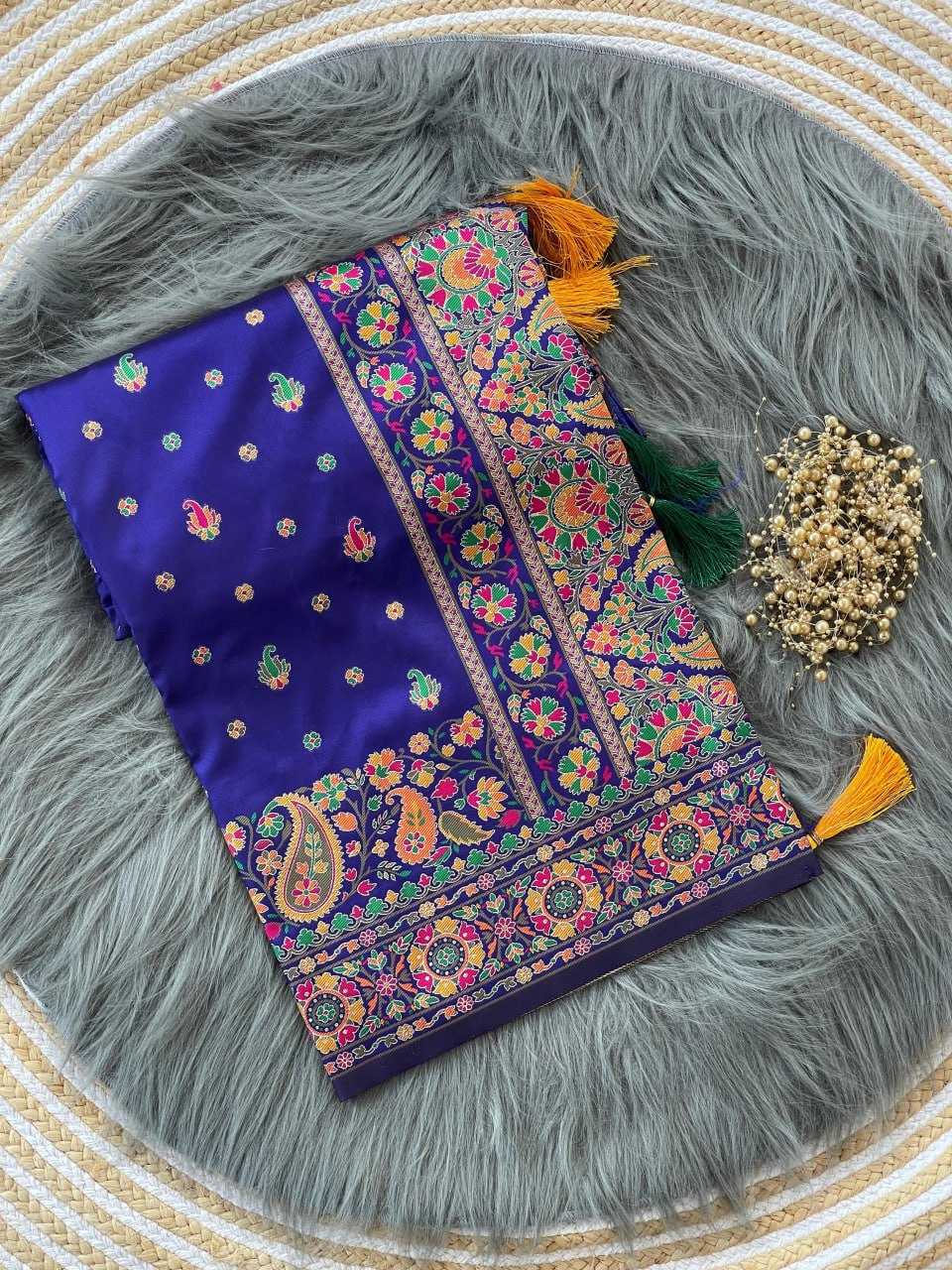 YNF PASHMINA RIN186 RVV37 SAREES WHOLESALE PRINTED KASHMIRI TRADITIONAL SILK SAREES MANUFACTURER