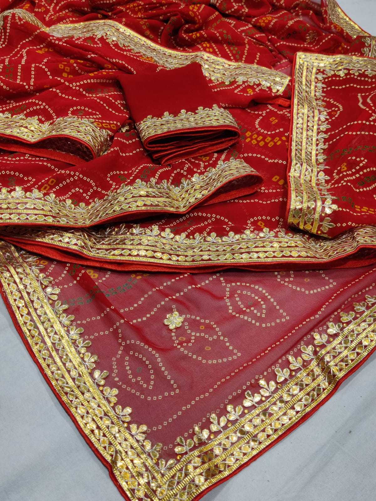 YNF PURE JORHAT RIN152 NSD75 SAREES WHOLESALE PRINTED GOTA PATTI EMBROIDERED RED SAREES MANUFACTURER