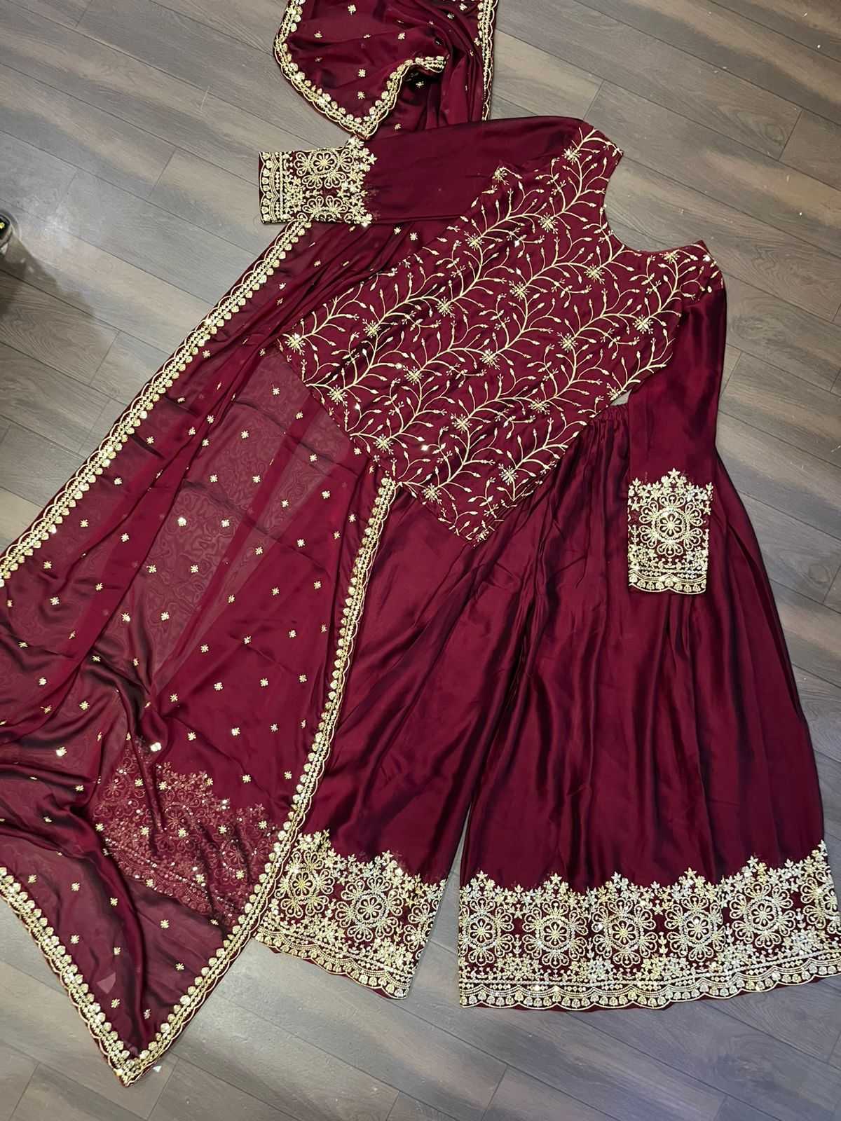 YNF RANGOLI SILK KESH215 1132 SUITS & DRESSES WHOLESALE EMBROIDERY LADIES SILK PALAZZO SUITS MANUFACTURE - Deevit International