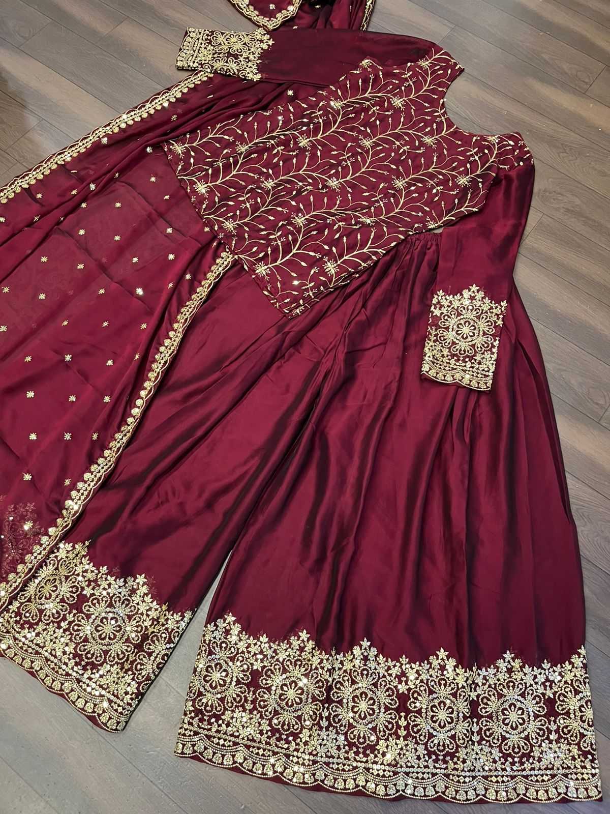 YNF RANGOLI SILK KESH215 1132 SUITS & DRESSES WHOLESALE EMBROIDERY LADIES SILK PALAZZO SUITS MANUFACTURE - Deevit International