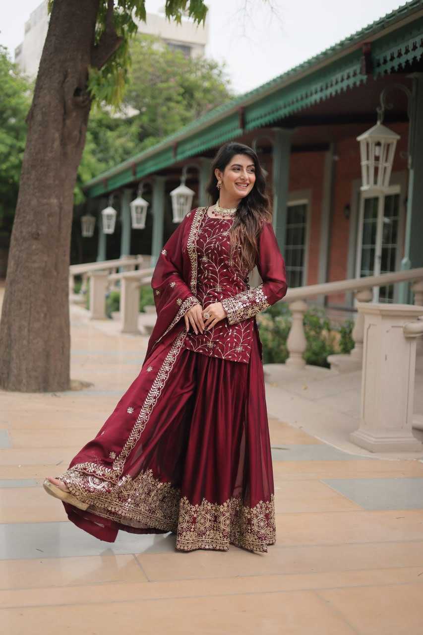 YNF RANGOLI SILK KESH215 1132 SUITS & DRESSES WHOLESALE EMBROIDERY LADIES SILK PALAZZO SUITS MANUFACTURE - Deevit International