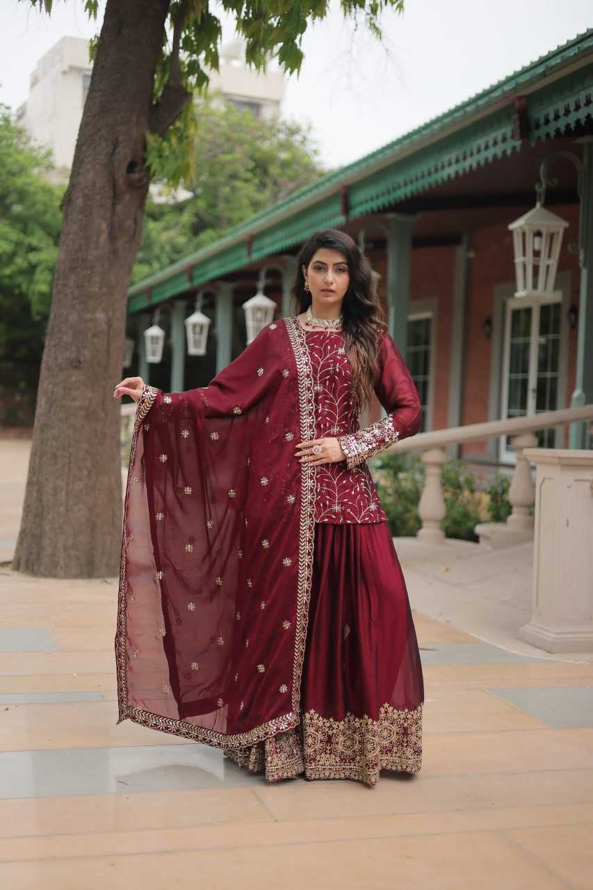 YNF RANGOLI SILK KESH215 1132 SUITS & DRESSES WHOLESALE EMBROIDERY LADIES SILK PALAZZO SUITS MANUFACTURE - Deevit International