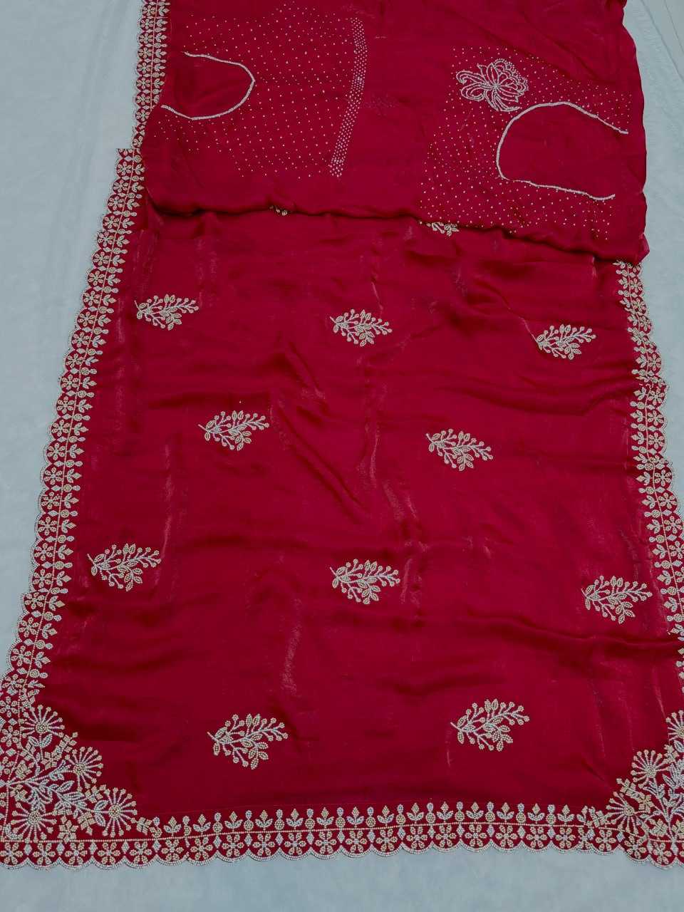 YNF SATIN KESH114 ANTRA-2 SAREES WHOLESALE CURTWORK RED SATIN SAREES MANUFACTURER - Deevit International