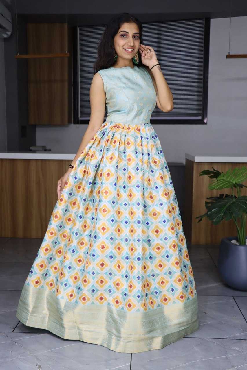 YNF SOFT SILK RIN119 6153 GOWNS WHOLESALE EMBROIDERY PRINTED LONG WEDDING SILK GOWNS MANUFACTURER - Deevit International