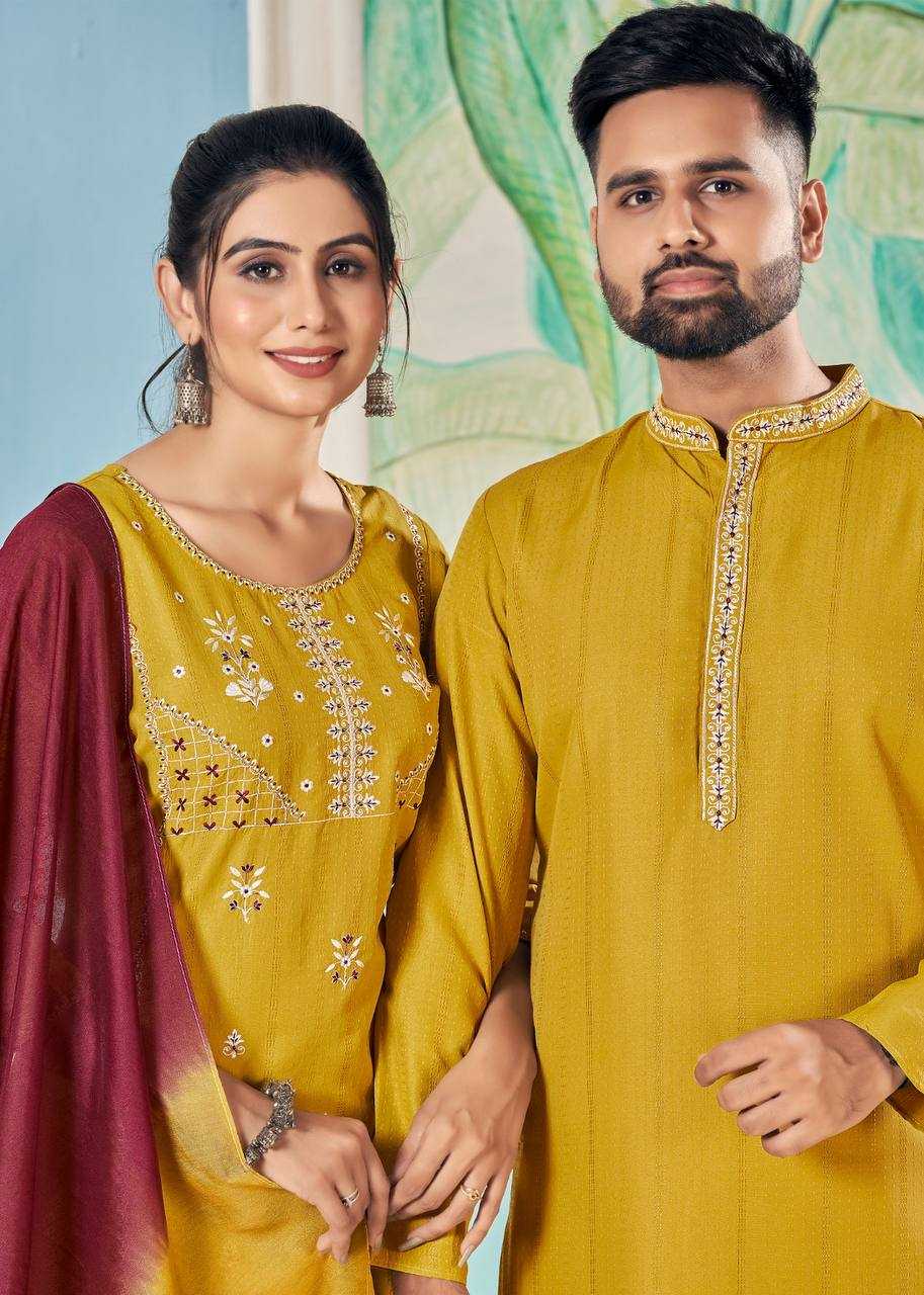 YNF VISCOSE RIN131 V13 COUPLE WEAR WHOLESALE MENS KURTA PAYJAM & FEMALE KURTIS BOTTOM MANUFACTURER