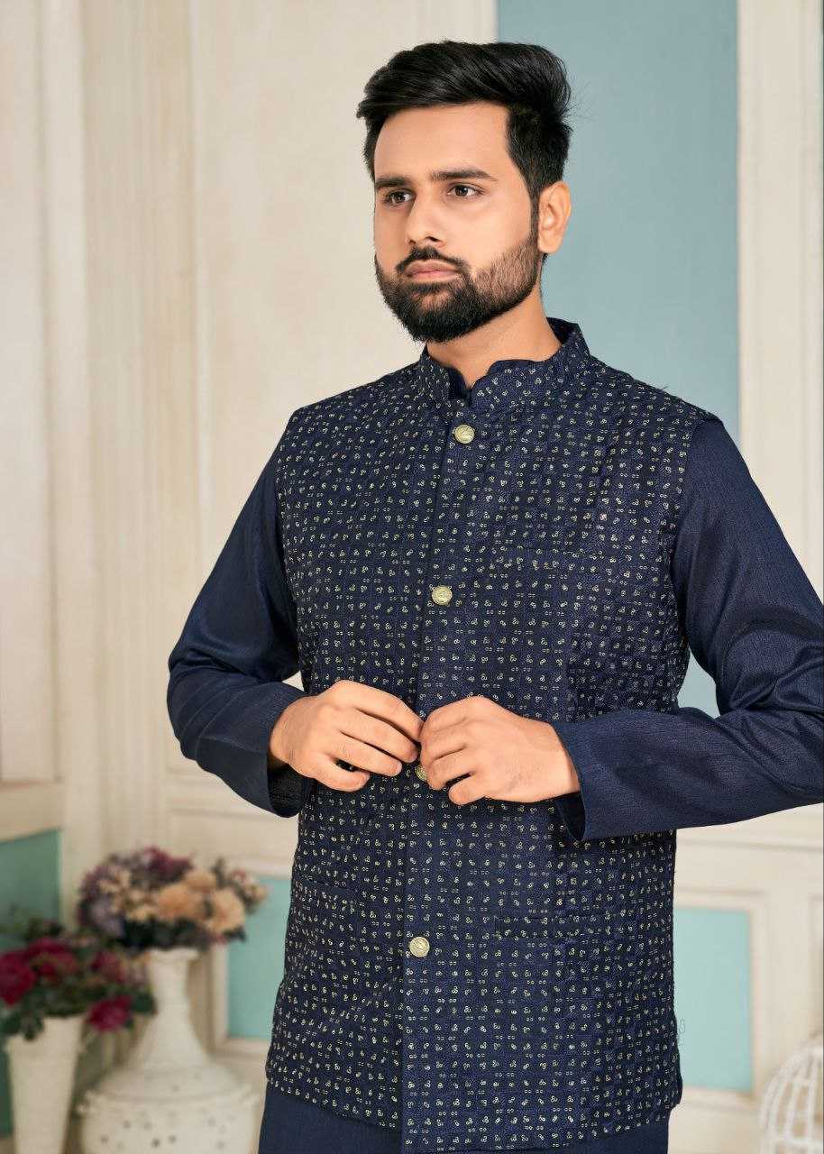 YNF BANGLORI SILK KESH246 SWAYAMVAR WHOLESALE MENS WEAR PATHANI SUIT SILK KURTA MANUFACTURER - Deevit International