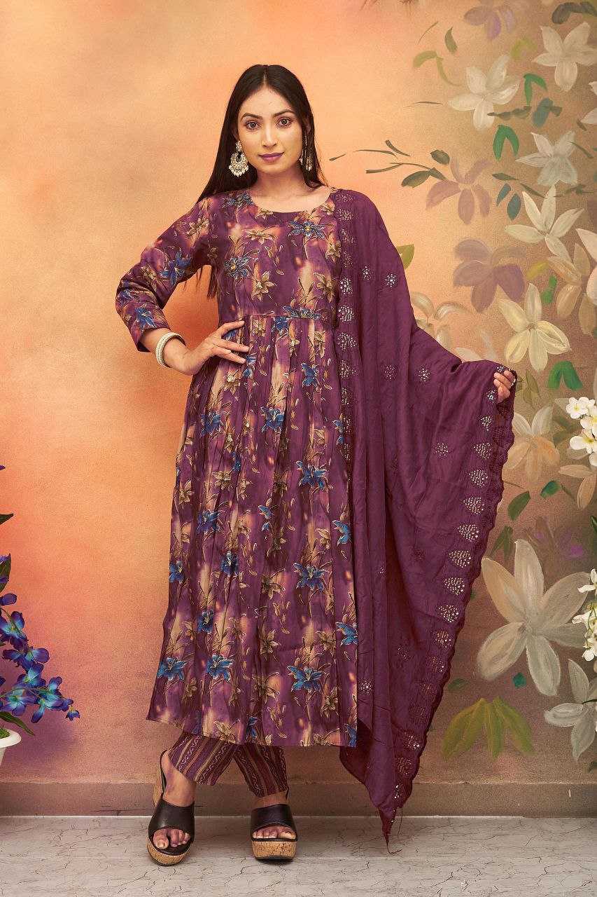 YNF CHANDER SILK KESH246 KANGANA SUITS & DRESSES WHOLESALE PRINTED ANARKALI CHANDERI SUITS MANUFACTURE - Deevit International