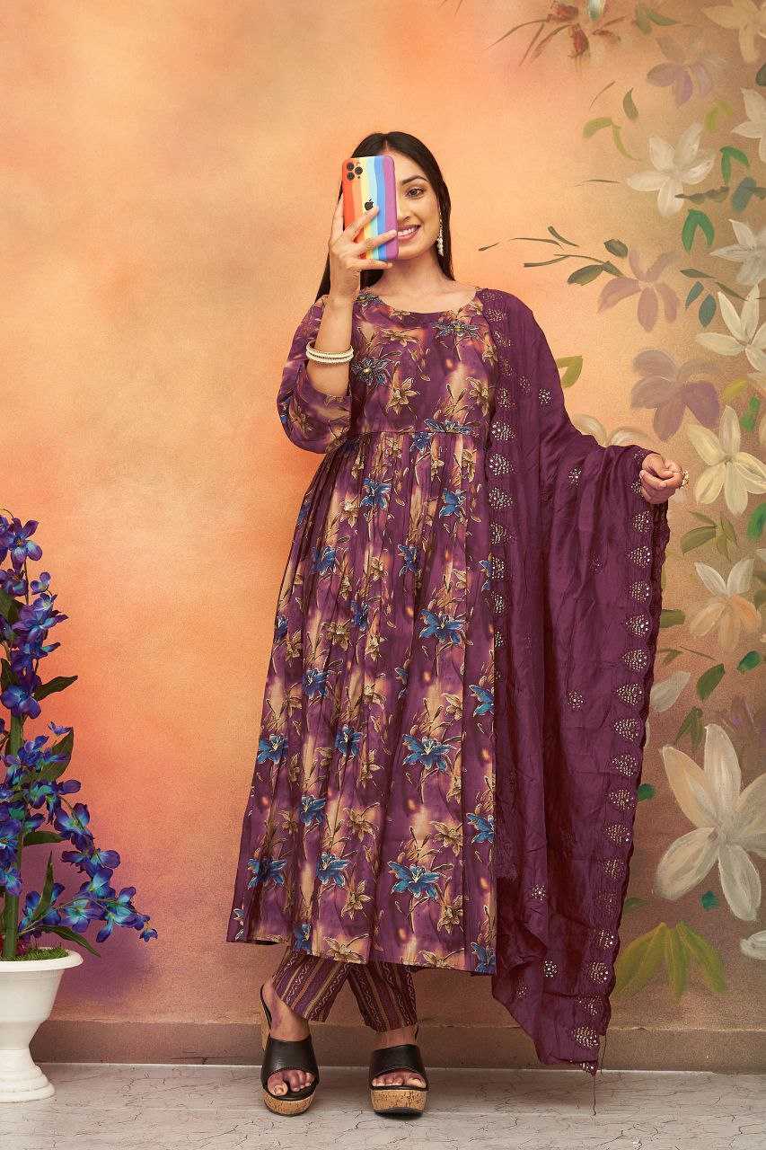 YNF CHANDER SILK KESH246 KANGANA SUITS & DRESSES WHOLESALE PRINTED ANARKALI CHANDERI SUITS MANUFACTURE - Deevit International