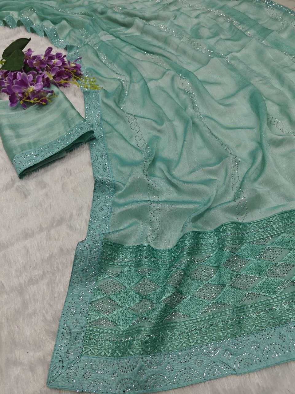 YNF CHIFFON KESH189  PARAMPARA - 4 SAREES WHOLESALE PARTY WEAR CHIFFON EMBROIDERED SAREES MANUFACTURER - Deevit International