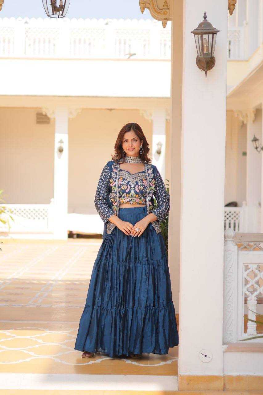 YNF CHINON KESH127 063 LEHENGAS WHOLESALE EMBROIDERED JACKET STYLE WEDDING LEHENGAS MANUFACTURER - Deevit International