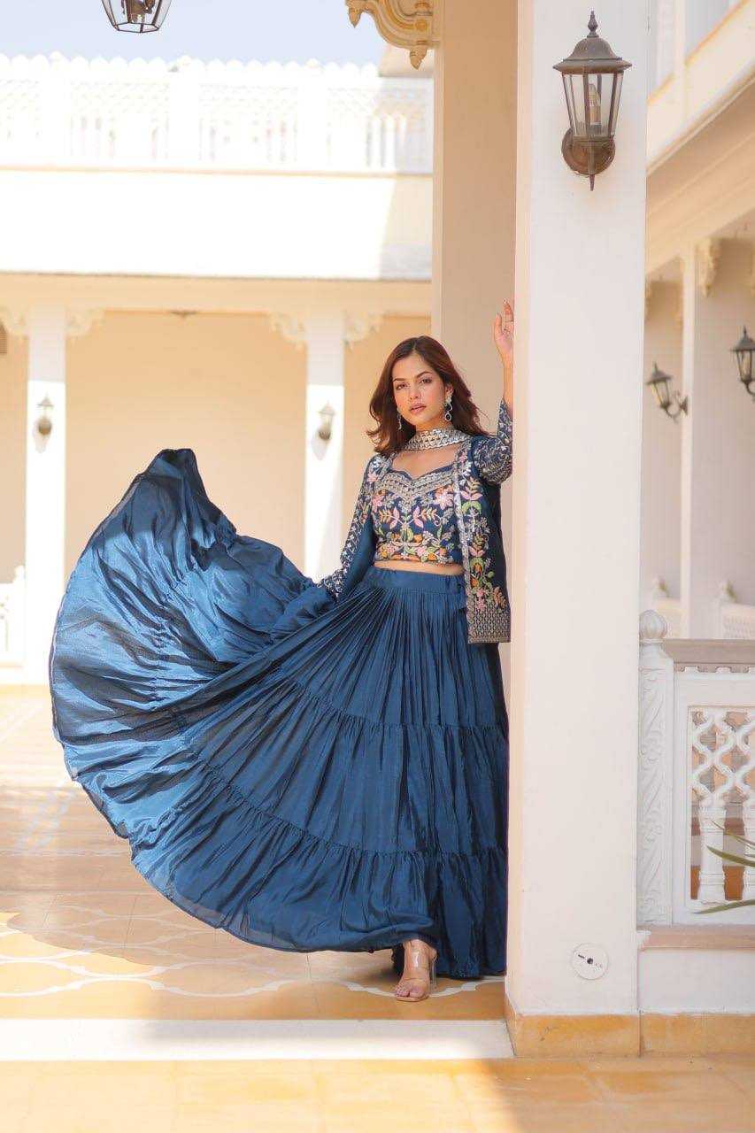 YNF CHINON KESH127 063 LEHENGAS WHOLESALE EMBROIDERED JACKET STYLE WEDDING LEHENGAS MANUFACTURER - Deevit International