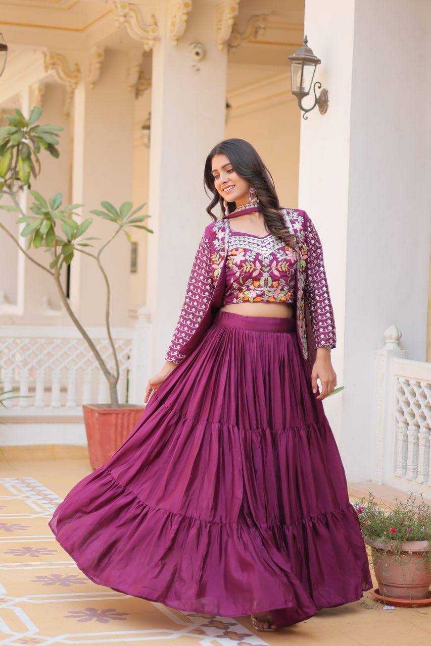 YNF CHINON KESH127 063 LEHENGAS WHOLESALE EMBROIDERED JACKET STYLE WEDDING LEHENGAS MANUFACTURER - Deevit International