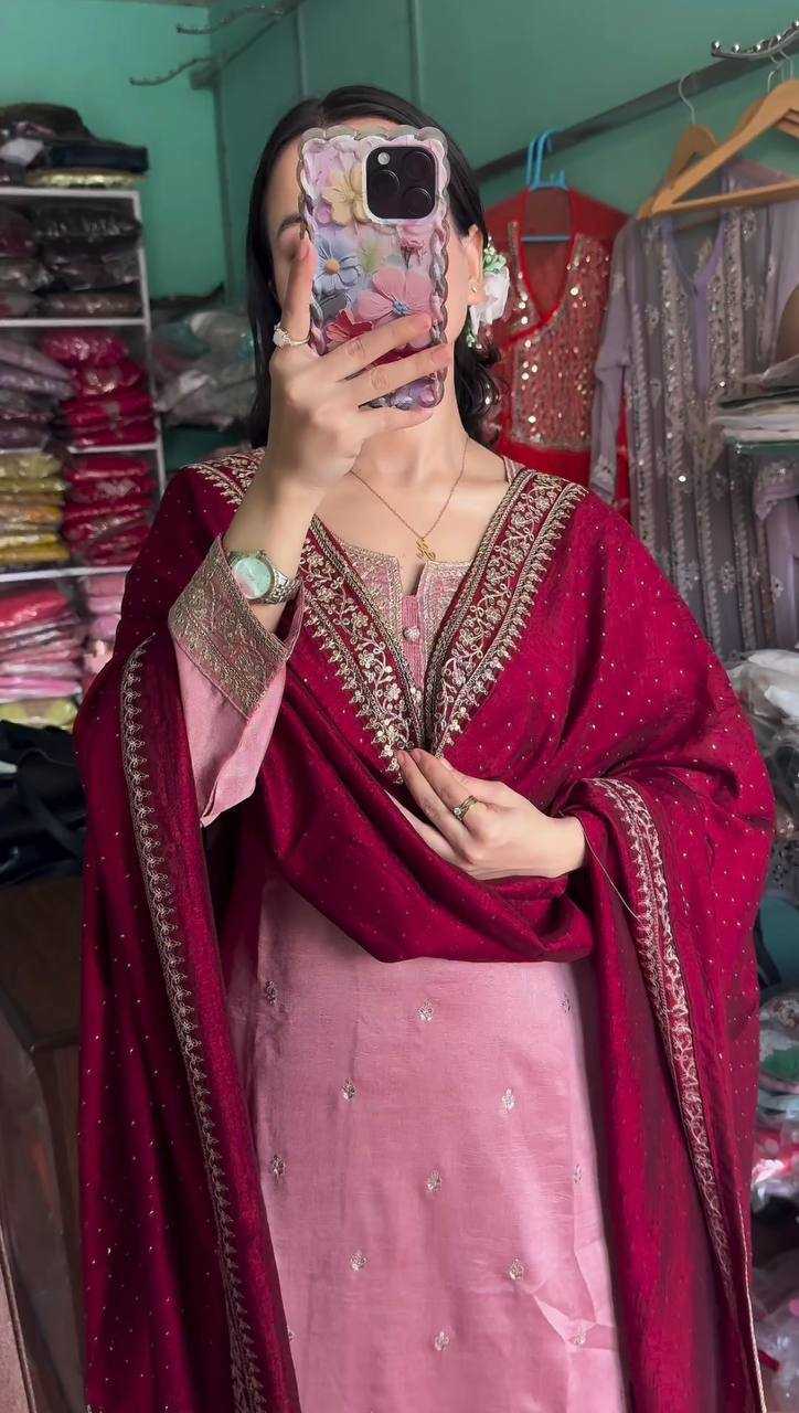 YNF CHINON KESH164 G76 SUITS & DRESSES WHOLESALE EMBROIDERED PARTY WEAR SILK LONG KURTI RED SUITS MANUFACTURE - Deevit International