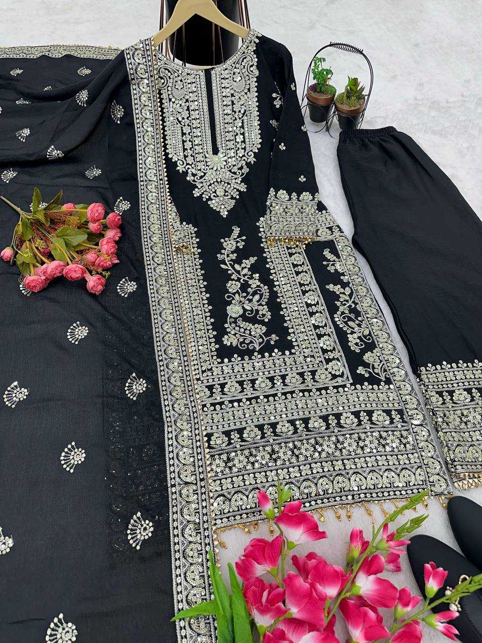 YNF CHINON SILK KESH123 5146 SUITS & DRESSES WHOLESALE PAKISTANI EMBROIDERY SILK EID COLLECTIONS SUITS MANUFACTURE - Deevit International