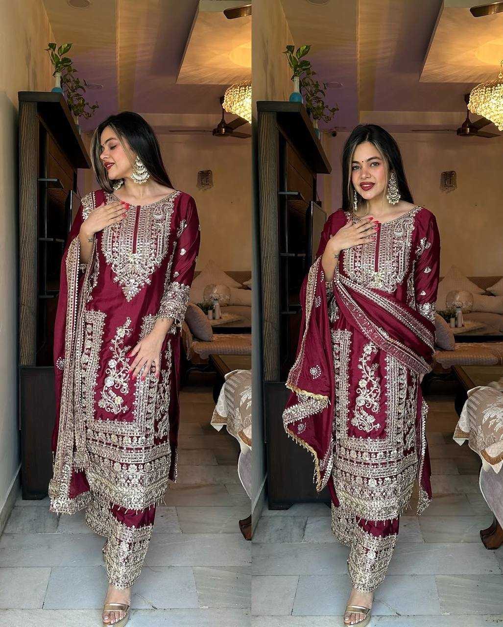 YNF CHINON SILK KESH123 5146 SUITS & DRESSES WHOLESALE PAKISTANI EMBROIDERY SILK EID COLLECTIONS SUITS MANUFACTURE - Deevit International