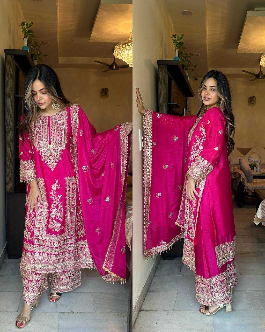 YNF CHINON SILK KESH123 5146 SUITS & DRESSES WHOLESALE PAKISTANI EMBROIDERY SILK EID COLLECTIONS SUITS MANUFACTURE - Deevit International