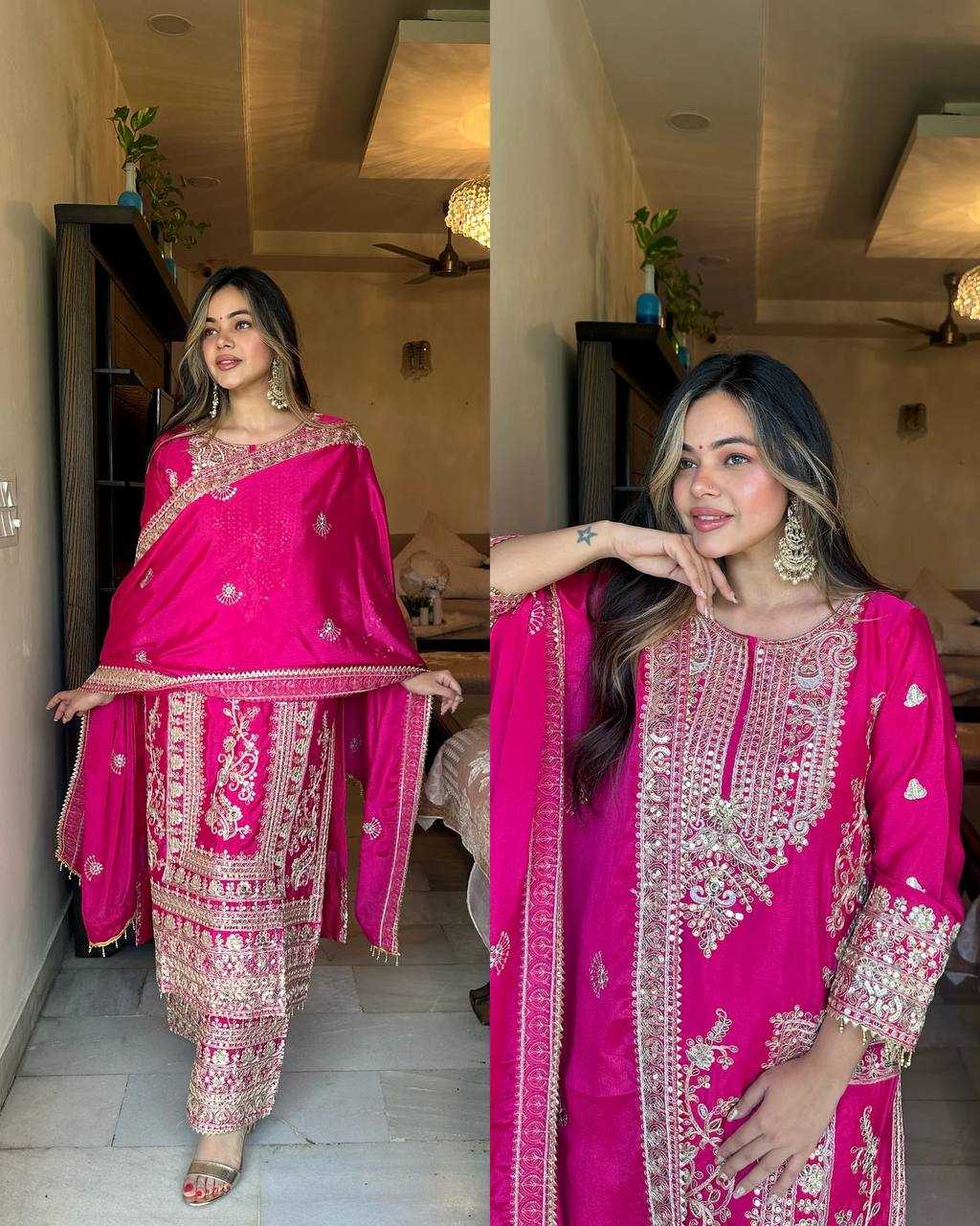 YNF CHINON SILK KESH123 5146 SUITS & DRESSES WHOLESALE PAKISTANI EMBROIDERY SILK EID COLLECTIONS SUITS MANUFACTURE - Deevit International