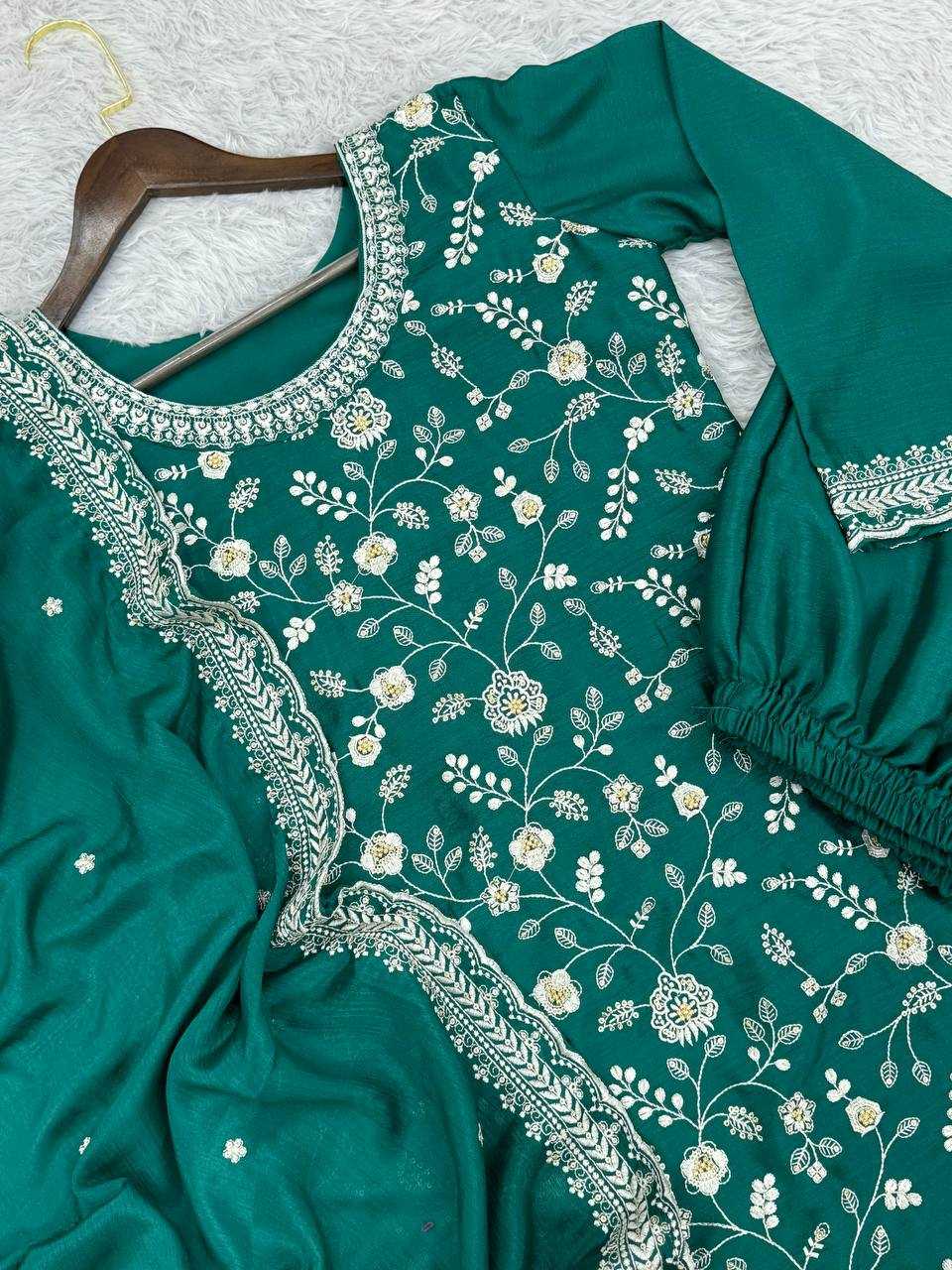 YNF CHINON SILK KESH157 1667 SUITS & DRESSES WHOLESALE EMBROIDERY PALAZZO LADIES SILK WEDDING SUITS MANUFACTURER - Deevit International