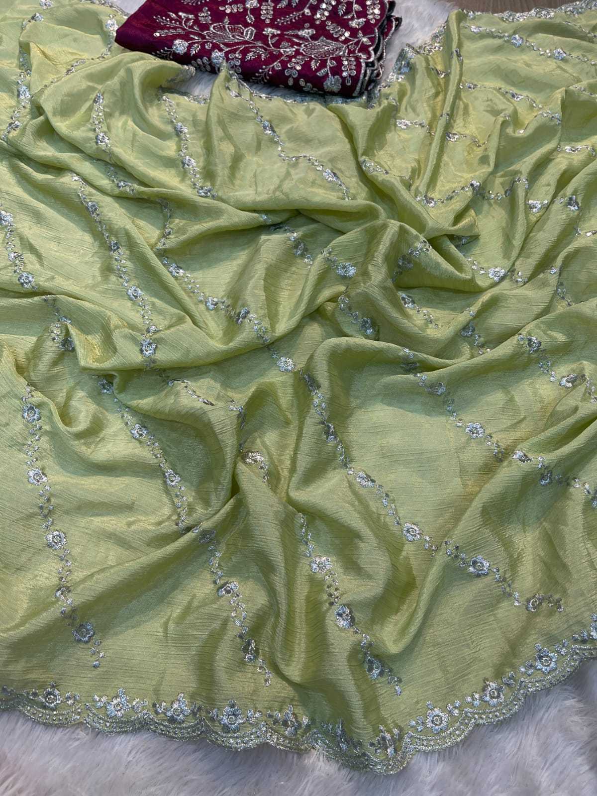 YNF CHINON SILK KESH195 ROCKSTAR SAREES WHOLESALE DESIGNER TISSUE SILK EMBROIDERED SAREES MANUFACTURER - Deevit International