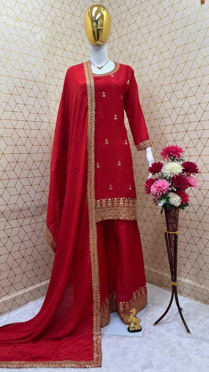 YNF CHINON SILK KESH247 7030 SUITS & DRESSES WHOLESALE EMBROPIDERY SHARARA SALWAR SILK PARTY WEDDING SUITS MANUFACTURE - Deevit International