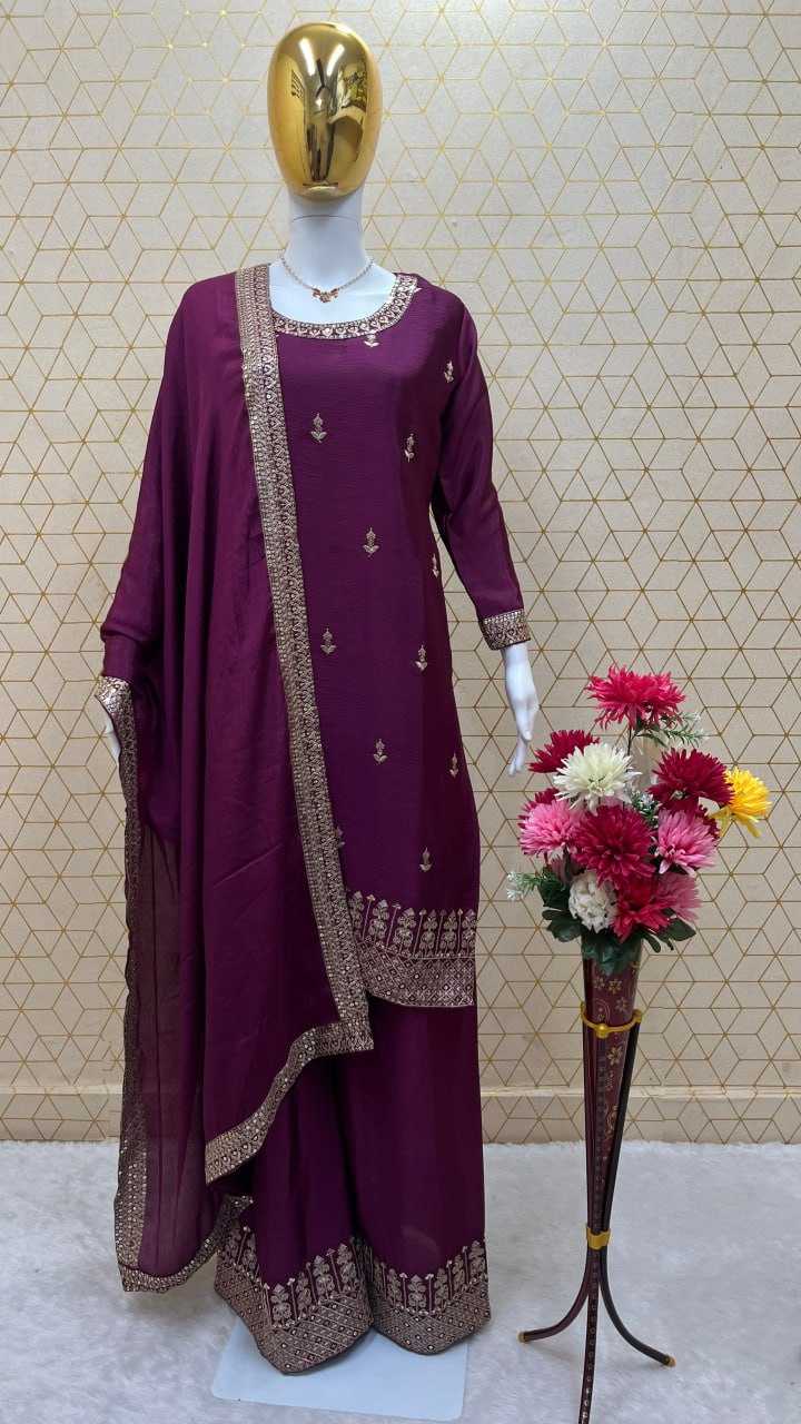 YNF CHINON SILK KESH247 7030 SUITS & DRESSES WHOLESALE EMBROPIDERY SHARARA SALWAR SILK PARTY WEDDING SUITS MANUFACTURE - Deevit International