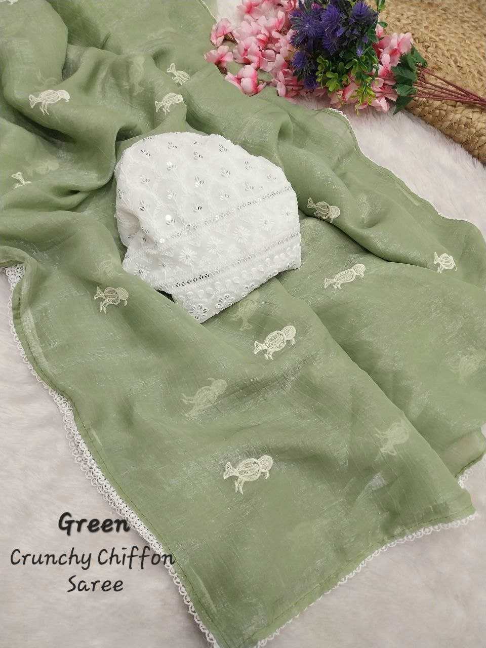 YNF COTTON CAMBRIC RIN171 406 SAREES WHOLESALE LADIES COTTON LACE BORDERE EMBROIDEREY SAREES MANUFACTURER - Deevit International