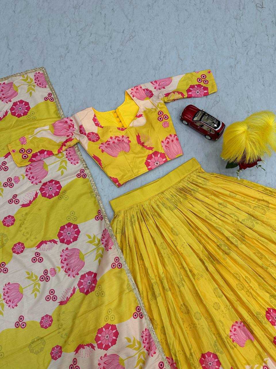 YNF COTTON KESH119 465 LEHENGAS WHOLESALE YELLOW TRADITIONAL PRINTED LEHENGAS MANUFACTURER - Deevit International